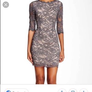Grey w/ nude underlay lace dress